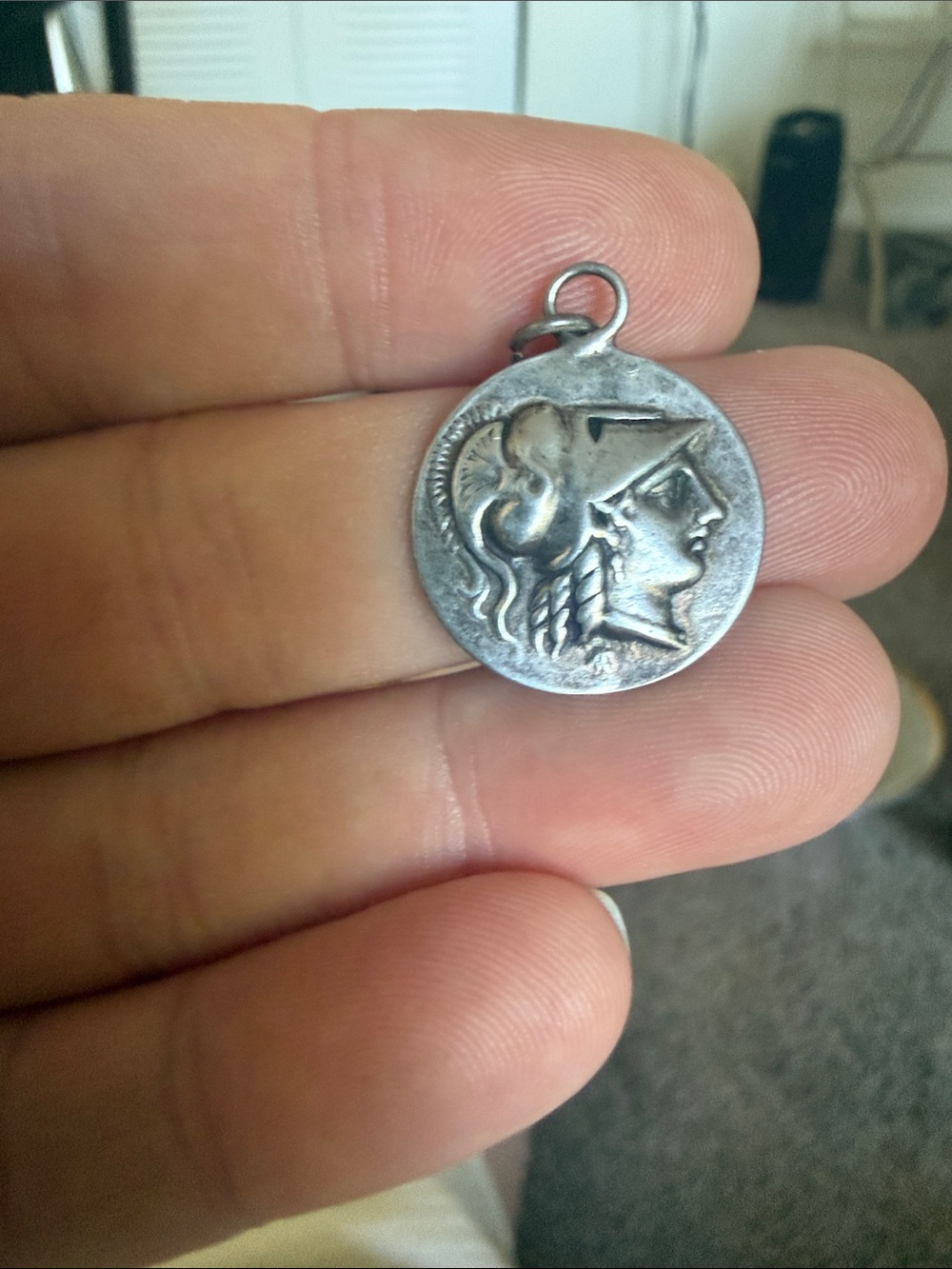 Athena Coin Pendant Necklace in Silver - Classic Greek Profile